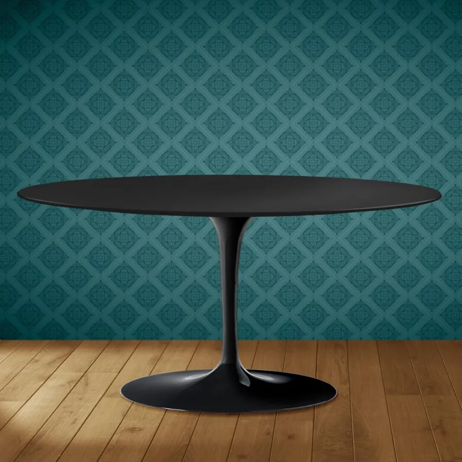 Table basse ovale Saarinen Tulip, H 41 cm, céramique Domoos, fabriquée en Italie - Écarlate Viadurini