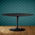 Table basse ovale Saarinen Tulip, H 41 cm, céramique Domoos, fabriquée en Italie - Écarlate