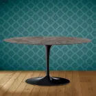 Table basse ovale Tulip Saarinen H 41 en céramique Kira Made in Italy - Scarlet Viadurini