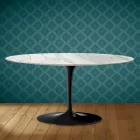 Table basse ovale Saarinen Tulip, H 41 cm, céramique brillante, fabriquée en Italie - Écarlate Viadurini