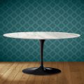 Table basse ovale Saarinen Tulip, H 41 cm, céramique brillante, fabriquée en Italie - Écarlate
