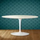 Table basse ovale Saarinen Tulip, H 41 cm, céramique Marmorio, fabriquée en Italie - Écarlate Viadurini