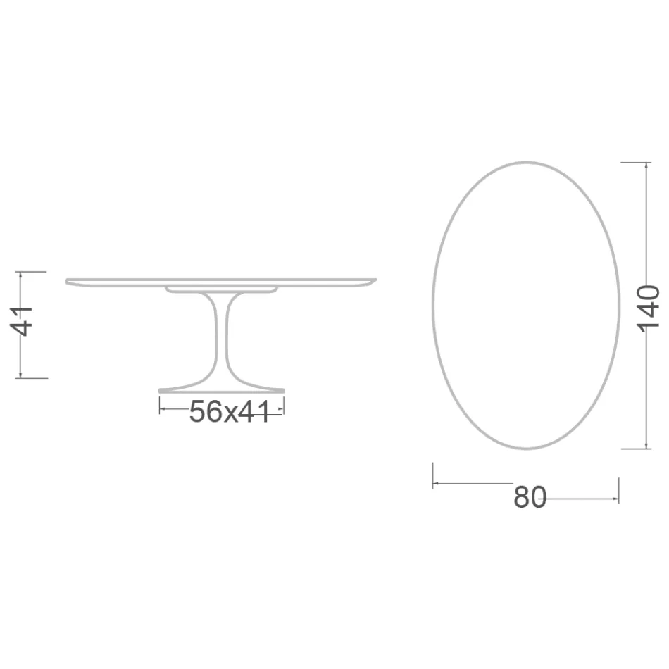Table basse ovale Saarinen Tulip, H 41 cm, céramique Marmorio, fabriquée en Italie - Écarlate Viadurini