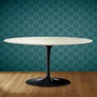 Table basse ovale Saarinen Tulip, H 41 cm, céramique Marmorio, fabriquée en Italie - Écarlate Viadurini