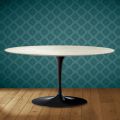 Table basse ovale Saarinen Tulip, H 41 cm, céramique Marmorio, fabriquée en Italie - Écarlate