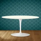 Table basse ovale Saarinen Tulip, H 41 cm, céramique Moonè, fabriquée en Italie - Écarlate Viadurini