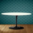 Table basse ovale Saarinen Tulip, H 41 cm, céramique Moonè, fabriquée en Italie - Écarlate Viadurini