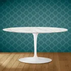 Table basse ovale Tulip Saarinen H 41 en céramique Morpheus Made in Italy - Écarlate Viadurini