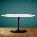 Table basse ovale Tulip Saarinen H 41 en céramique Morpheus Made in Italy - Écarlate Viadurini