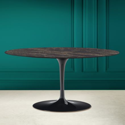 Table basse ovale Tulip Saarinen H 41 en céramique Noir Desire Made in Italy - Scarlet Viadurini