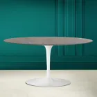Tulip Saarinen Table Basse Ovale H 41 en Céramique Pierre Grise Made in Italy - Scarlet Viadurini