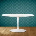 Table basse ovale Tulip Saarinen H 41 en céramique Rem Made in Italy - Écarlate Viadurini