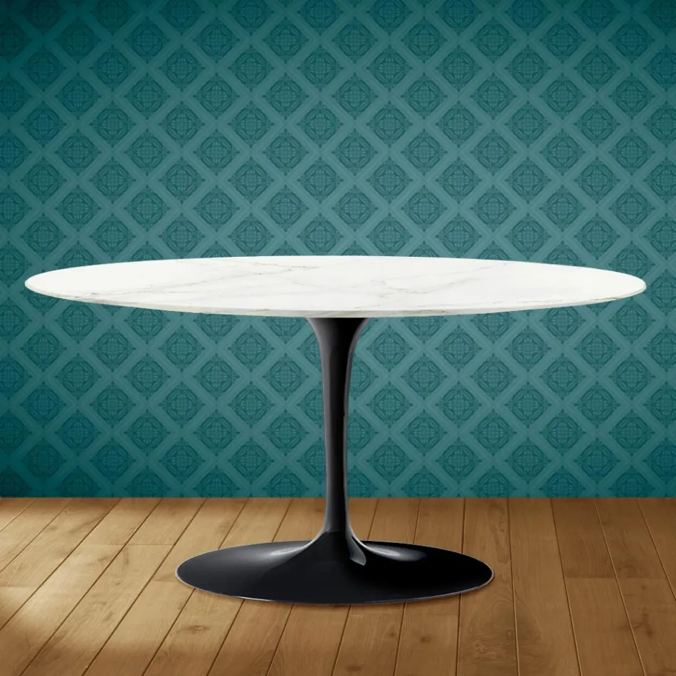 Table basse ovale Tulip Saarinen H 41 en céramique Rem Made in Italy - Écarlate Viadurini