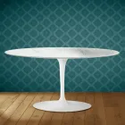 Table basse ovale Saarinen Tulip H 41 cm en céramique Salina, fabriquée en Italie - Écarlate Viadurini
