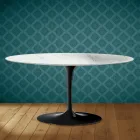 Table basse ovale Saarinen Tulip H 41 cm en céramique Salina, fabriquée en Italie - Écarlate Viadurini