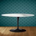 Table basse ovale Saarinen Tulip H 41 cm en céramique Salina, fabriquée en Italie - Écarlate