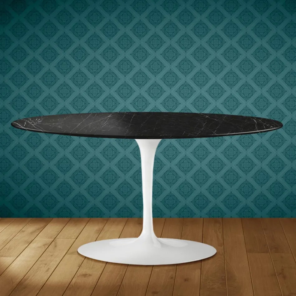 Table basse ovale Tulipe Saarinen H 41 cm en céramique Somnia, fabriquée en Italie - Écarlate Viadurini