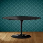 Table basse ovale Tulipe Saarinen H 41 cm en céramique Somnia, fabriquée en Italie - Écarlate Viadurini