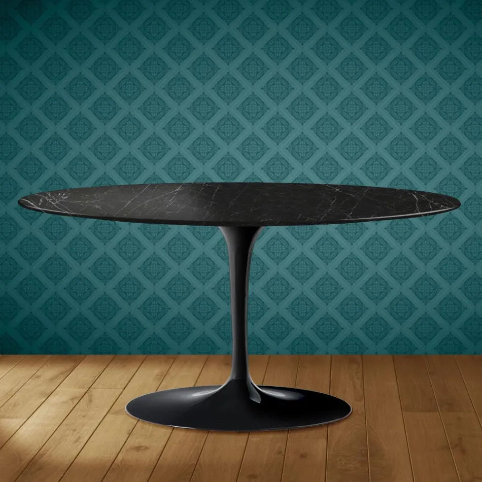 Table basse ovale Tulipe Saarinen H 41 cm en céramique Somnia, fabriquée en Italie - Écarlate Viadurini