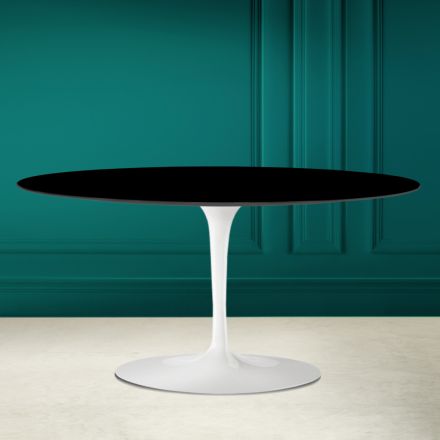 Table basse ovale Tulip Saarinen H 41 en noir absolu Made in Italy - Scarlet Viadurini