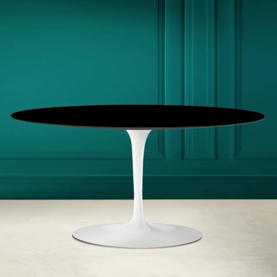 Table basse ovale Tulip Saarinen H 41 en noir absolu Made in Italy - Scarlet Viadurini