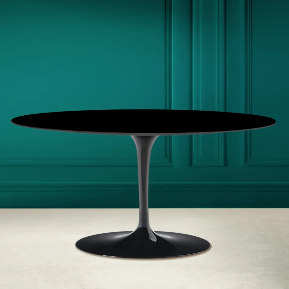 Table basse ovale Tulip Saarinen H 41 en noir absolu Made in Italy - Scarlet Viadurini