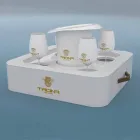 Table basse - faux cuir design plateau flottant nautique Trona Viadurini