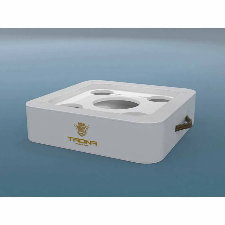 Table basse - faux cuir design plateau flottant nautique Trona Viadurini