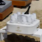 Table basse - plateau flottant en éco-cuir nautique et plexiglas Trona Viadurini