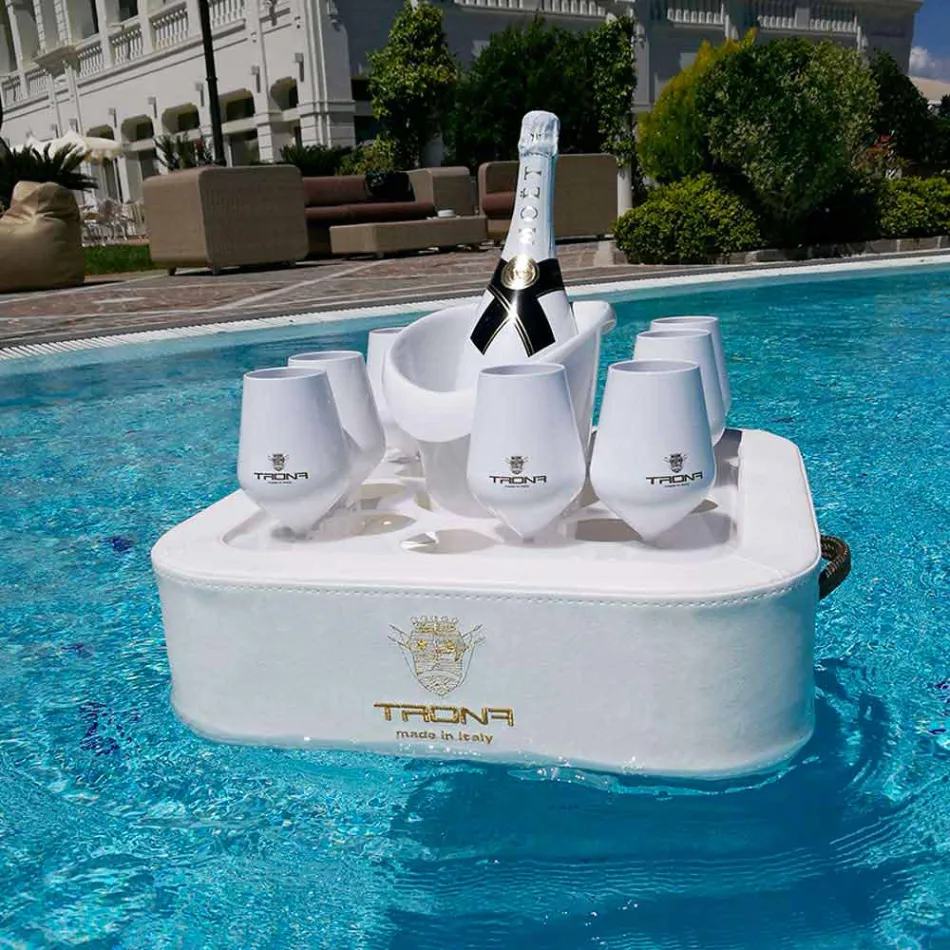 Table basse - plateau flottant en éco-cuir nautique et plexiglas Trona Viadurini