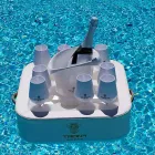 Table basse - plateau flottant en éco-cuir nautique et plexiglas Trona Viadurini