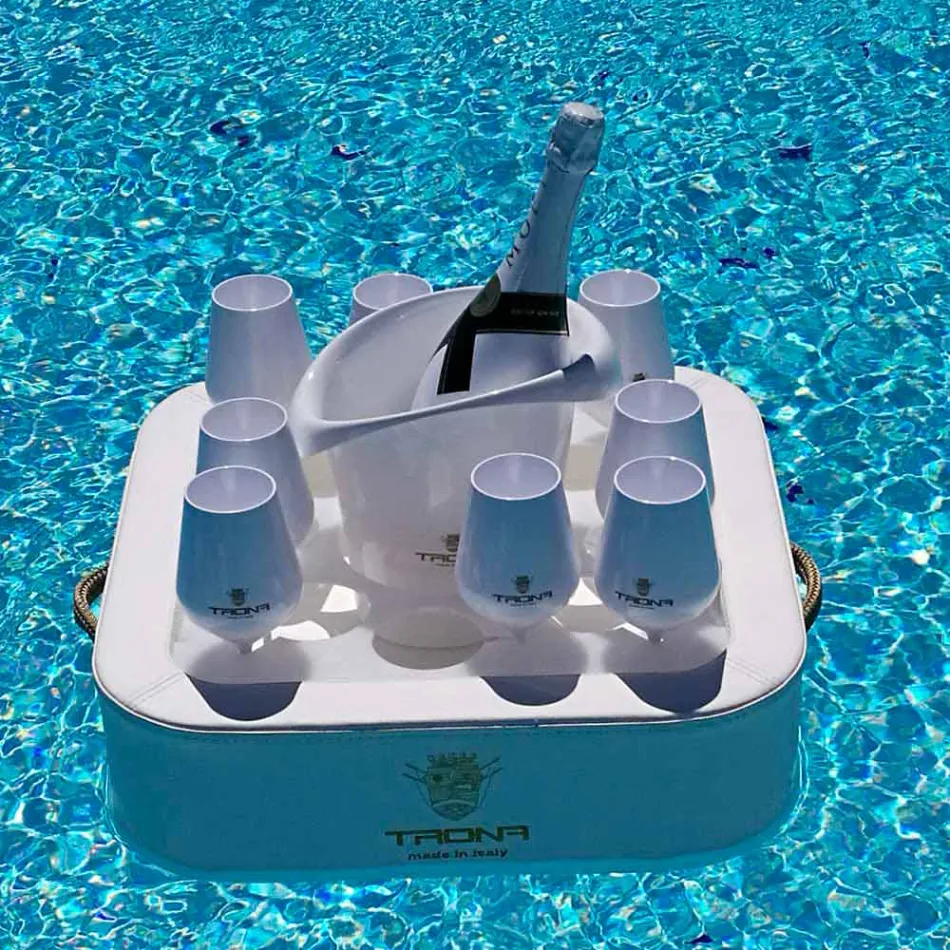 Table basse - plateau flottant en éco-cuir nautique et plexiglas Trona Viadurini