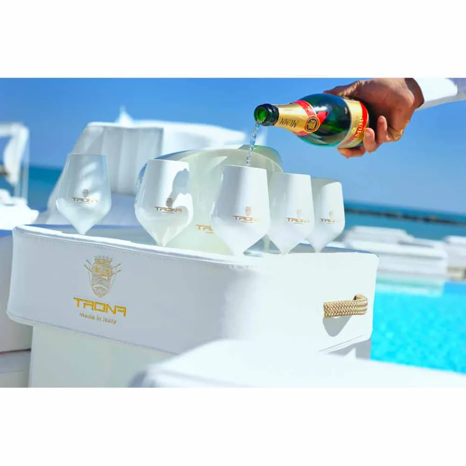 Table basse - plateau flottant de faux cuir et plexi nautique Trona Viadurini