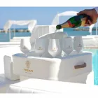 Table basse - plateau flottant de faux cuir et plexi nautique Trona Viadurini