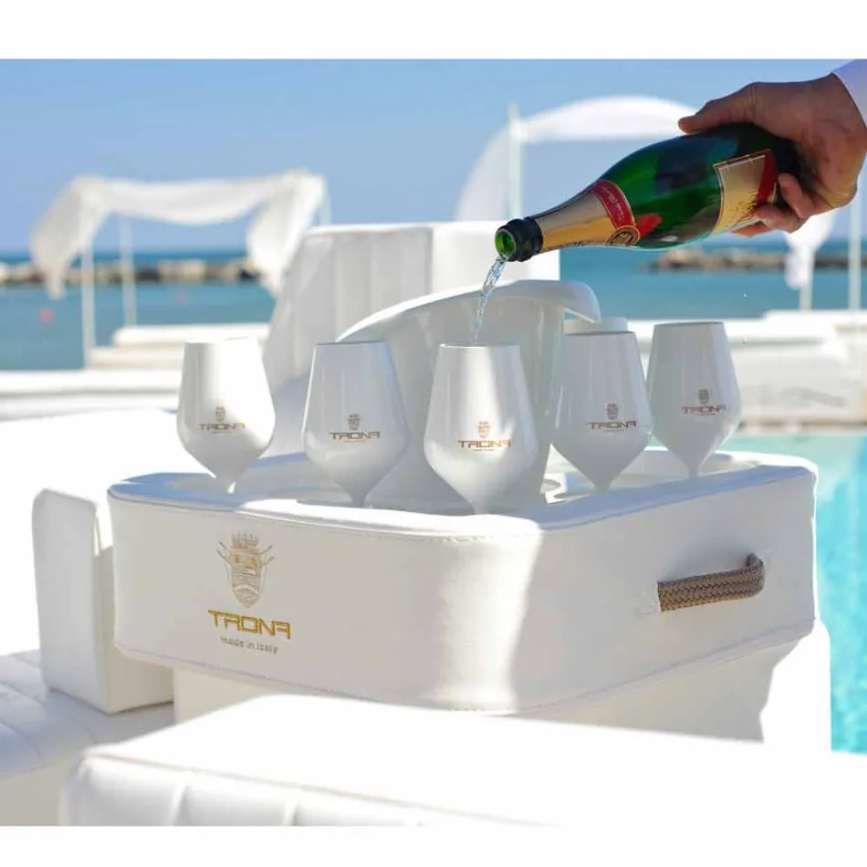 Table basse - plateau flottant de faux cuir et plexi nautique Trona Viadurini