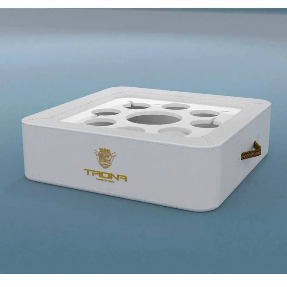 Table basse - plateau flottant de faux cuir et plexi nautique Trona Viadurini