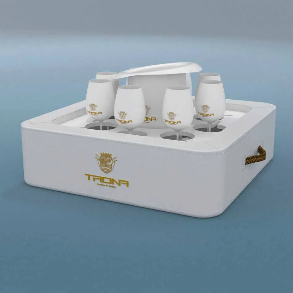 Table basse - plateau flottant de faux cuir et plexi nautique Trona Viadurini