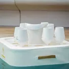 Table basse - plateau flottant en éco-cuir nautique et plexiglas Trona Viadurini