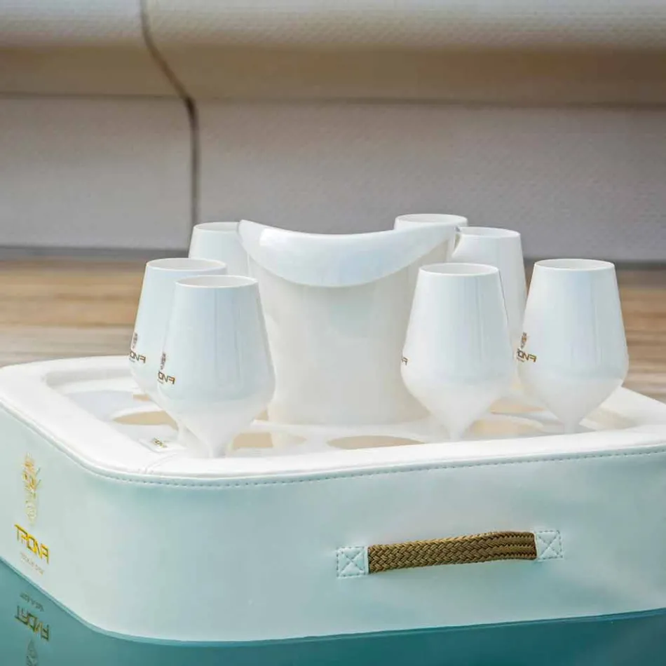 Table basse - plateau flottant en éco-cuir nautique et plexiglas Trona Viadurini