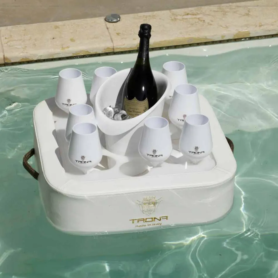 Table basse - plateau flottant en éco-cuir nautique et plexiglas Trona Viadurini