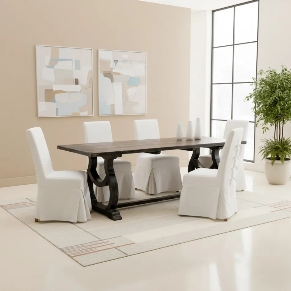 Table en pin 200 x 100 cm avec piètement ancien - Aieta Viadurini