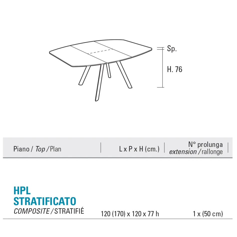 Table tonneau extensible jusqu'à 170 cm en stratifié HPL - Convivio Viadurini