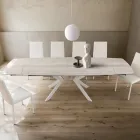 Table tonneau extensible jusqu'à 240 ou 280 cm en HPL et métal - Présent Viadurini