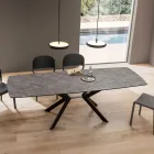 Table tonneau extensible jusqu'à 240 ou 280 cm en HPL et métal - Présent Viadurini