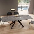 Table tonneau extensible jusqu'à 240 ou 280 cm en HPL et métal - Présent