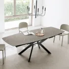 Table tonneau extensible jusqu'à 240 ou 280 cm en HPL et métal - Présent Viadurini
