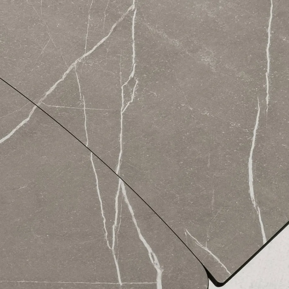 Table tonneau extensible jusqu'à 240 ou 280 cm en HPL et métal - Présent Viadurini