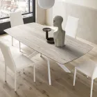 Table tonneau extensible jusqu'à 240 ou 280 cm en HPL et métal - Présent Viadurini