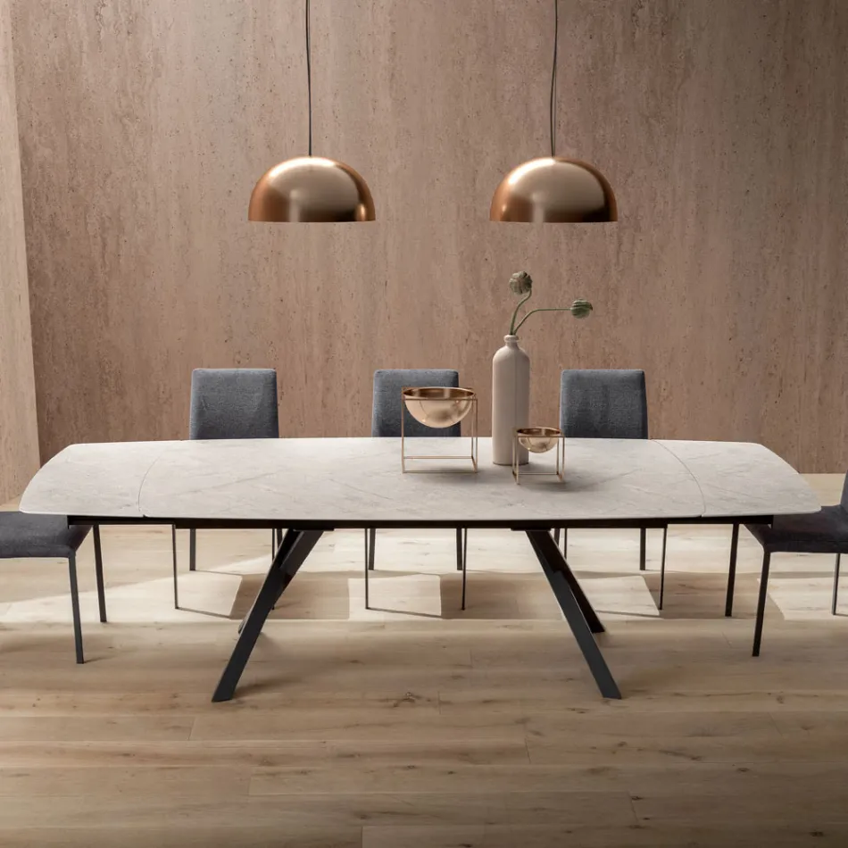 Table tonneau extensible jusqu'à 240 ou 280 cm en stratifié HPL - Dialogo Viadurini