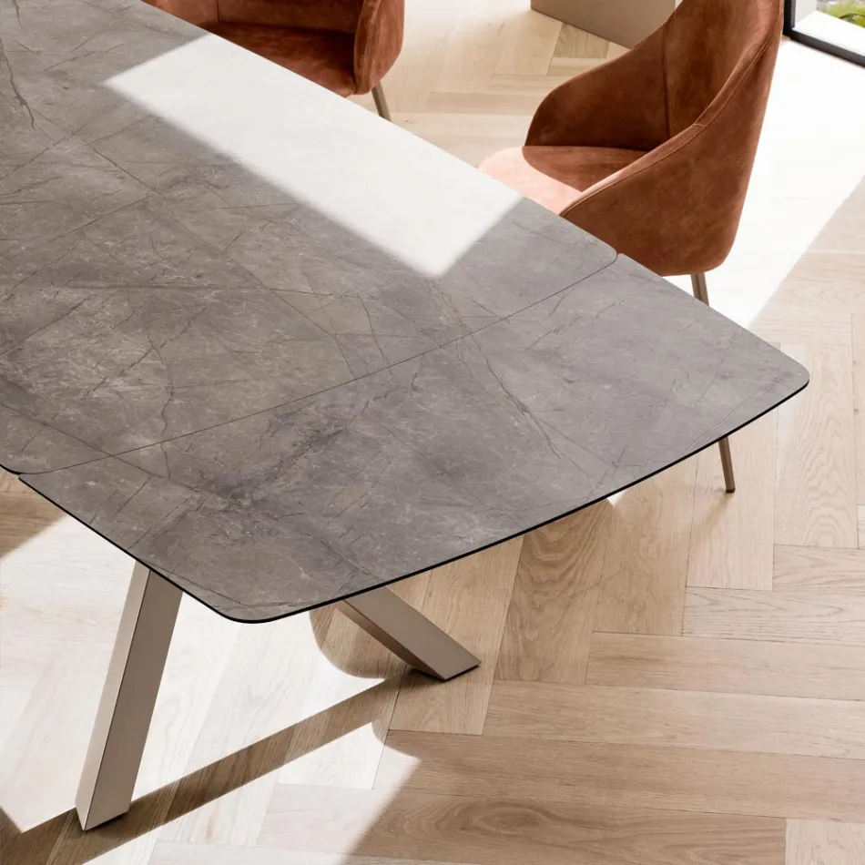 Table tonneau extensible jusqu'à 240 ou 280 cm en stratifié HPL - Dialogo Viadurini